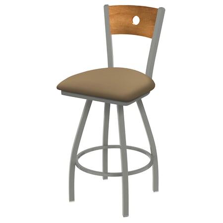 25 Swivel Counter Stool,Nickel Finish,Med Back,Canter Sand Seat